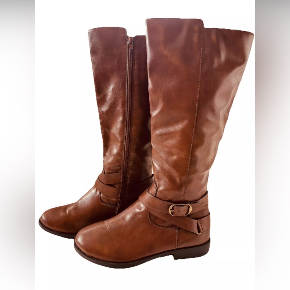 STYLE & CO Madixe Cognac Brown Riding Boots Knee High Tall Women Sz 6 6M Zipper